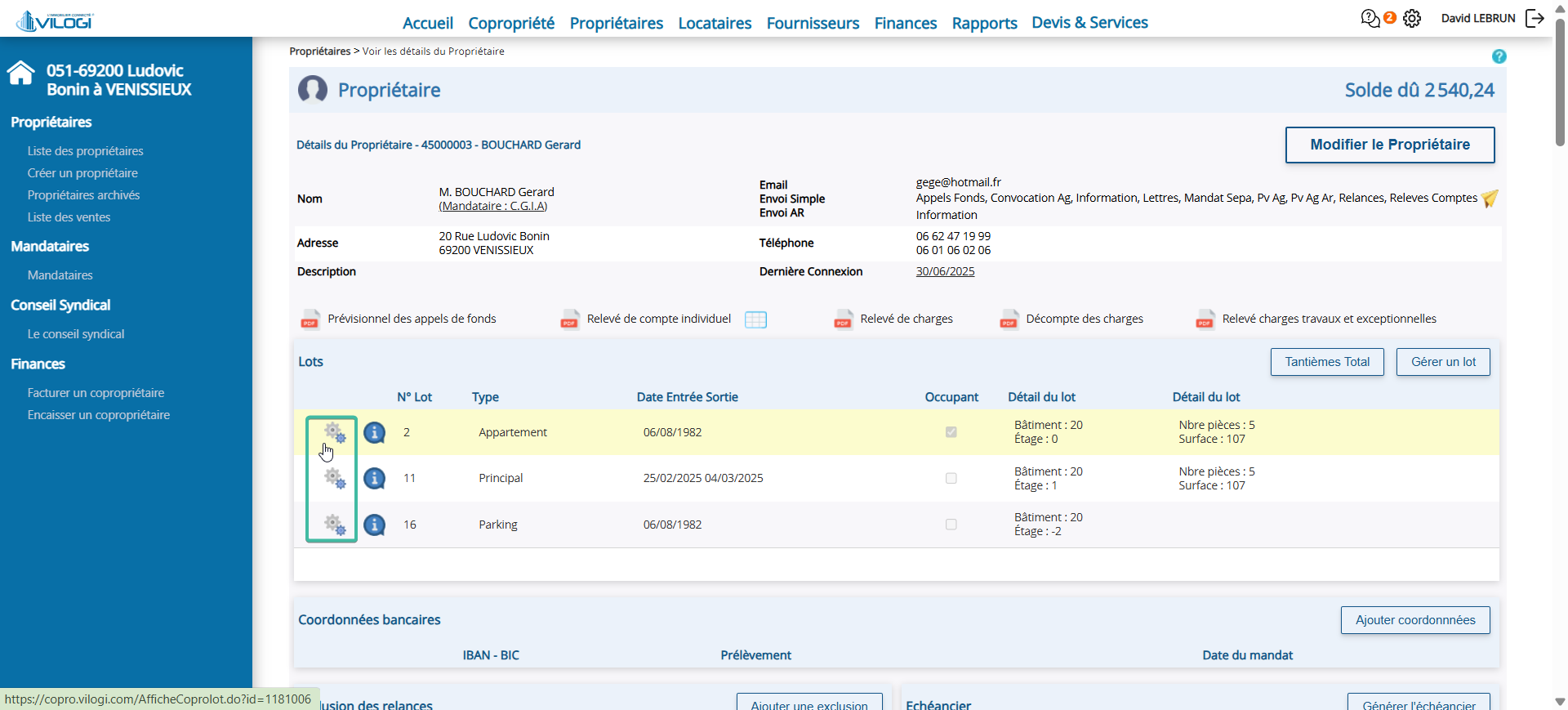 Accédez à la fiche du propriétaire Tutoriel logiciel immobilier pour syndics et administrateurs de biens